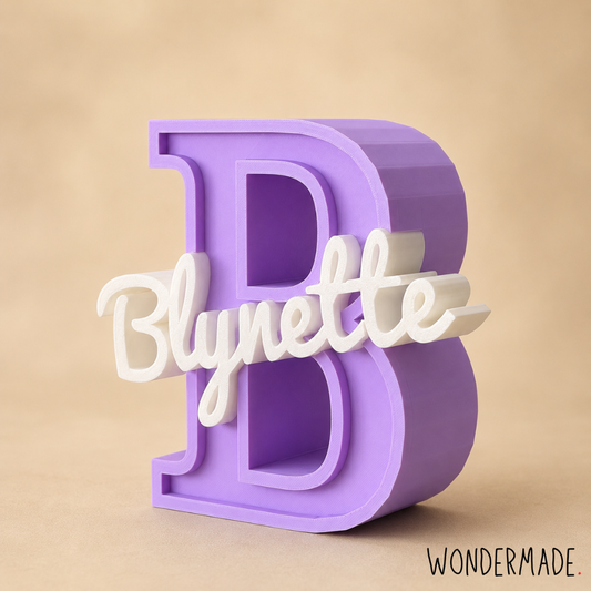 Wondermade Signature Centerpiece Letter B Purple Right Side View - Personalised 3D Display Decorative Plaque Singapore
