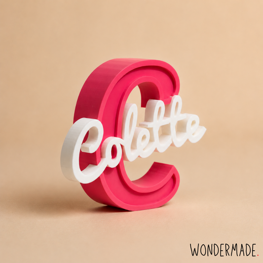 Wondermade Signature Centerpiece Letter C Pink Side View - Personalised 3D Display Decorative Plaque Singapore