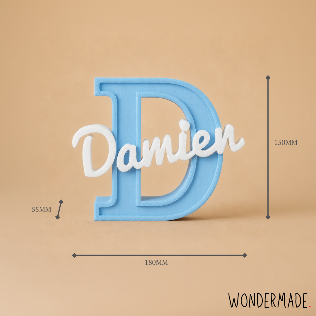 Wondermade Signature Centerpiece Letter D Dimensions - Personalised 3D Display Decorative Plaque Singapore