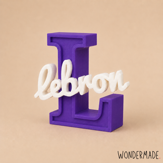 Wondermade Signature Centerpiece Letter L Purple Angle View - Personalised 3D Display Decorative Plaque Singapore