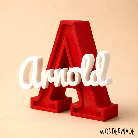 Wondermade Signature Centerpiece Letter A Red Side View - Personalised 3D Display Decorative Plaque Singapore