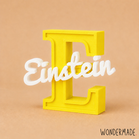 Wondermade Signature Centerpiece Letter E Yellow Angle View - Personalised 3D Display Decorative Plaque Singapore