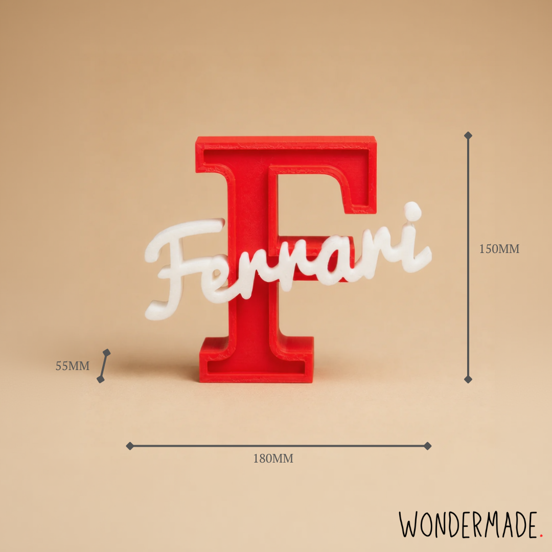 Wondermade Signature Centerpiece Letter F Dimensions - Personalised 3D Display Decorative Plaque Singapore