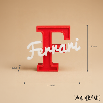 Wondermade Signature Centerpiece Letter F Dimensions - Personalised 3D Display Decorative Plaque Singapore