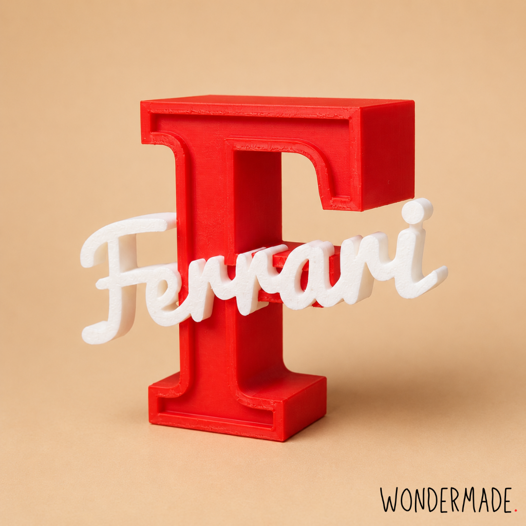 Wondermade Signature Centerpiece Letter F Red Right Angle View - Personalised 3D Display Decorative Plaque Singapore