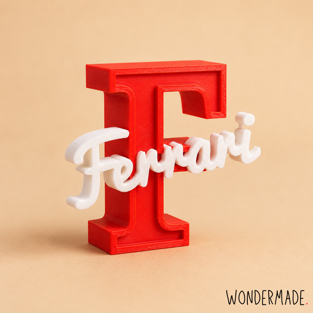 Wondermade Signature Centerpiece Letter F Red Side View - Personalised 3D Display Decorative Plaque Singapore