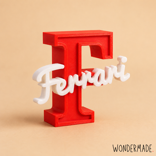 Wondermade Signature Centerpiece Letter F Red Side View - Personalised 3D Display Decorative Plaque Singapore