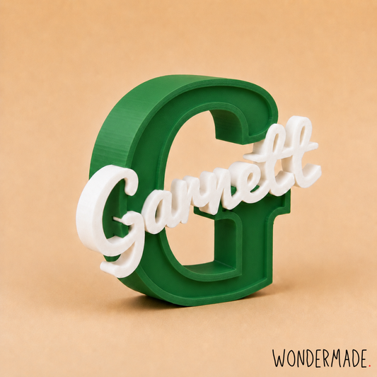 Wondermade Signature Centerpiece Letter G Green Angle View - Personalised 3D Display Decorative Plaque Singapore