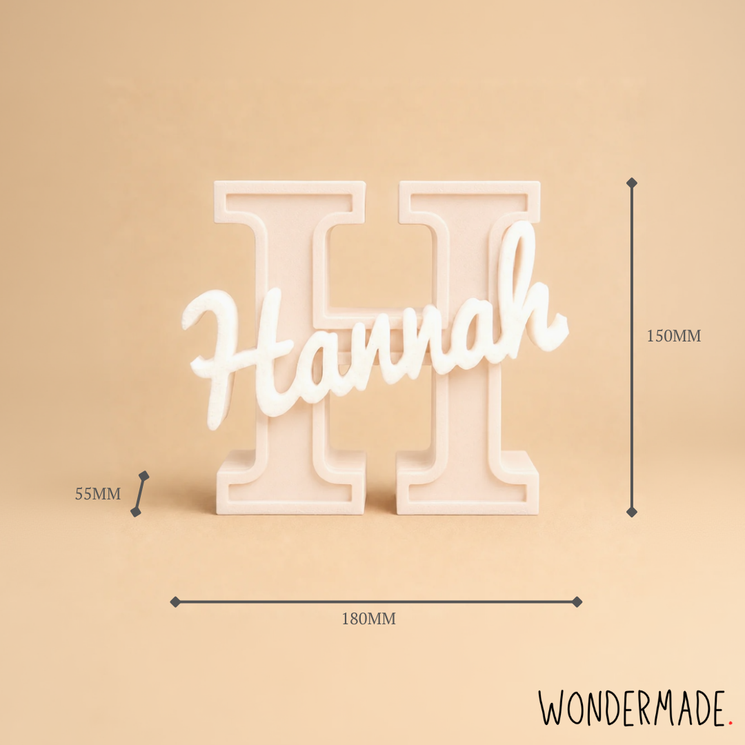 Wondermade Signature Centerpiece Letter H Dimensions - Personalised 3D Display Decorative Plaque Singapore