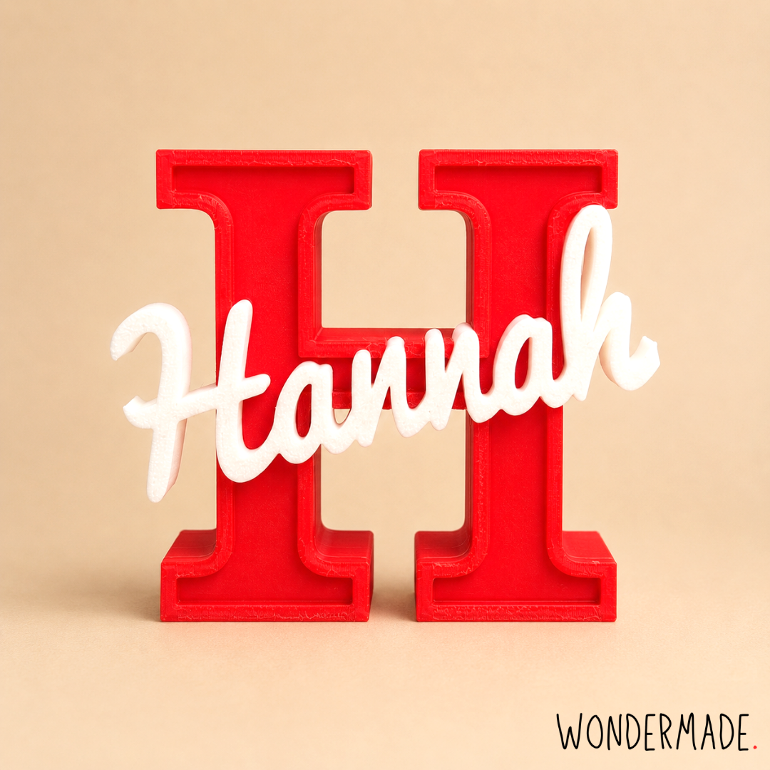 Wondermade Signature Centerpiece Letter H Red Front View - Personalised 3D Display Decorative Plaque Singapore