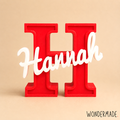 Wondermade Signature Centerpiece Letter H Red Front View - Personalised 3D Display Decorative Plaque Singapore