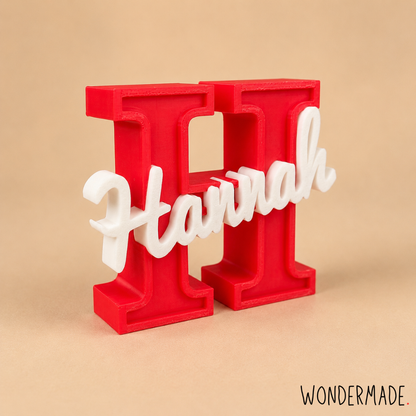 Wondermade Signature Centerpiece Letter H Red Right Side View - Personalised 3D Display Decorative Plaque Singapore