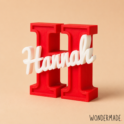 Wondermade Signature Centerpiece Letter H Red Side View - Personalised 3D Display Decorative Plaque Singapore