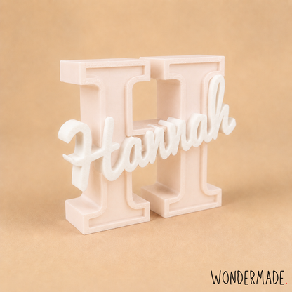 Wondermade Signature Centerpiece Letter H White Right View - Personalised 3D Display Decorative Plaque Singapore