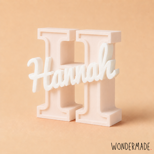 Wondermade Signature Centerpiece Letter H White Side View - Personalised 3D Display Decorative Plaque Singapore