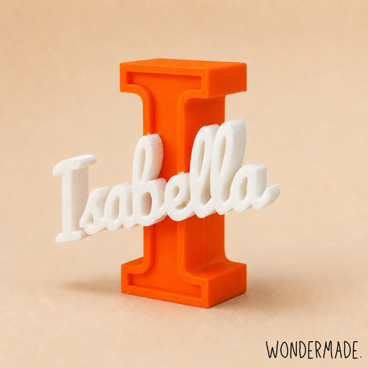 Wondermade Signature Centerpiece Letter I Orange Angle View - Personalised 3D Display Decorative Plaque Singapore