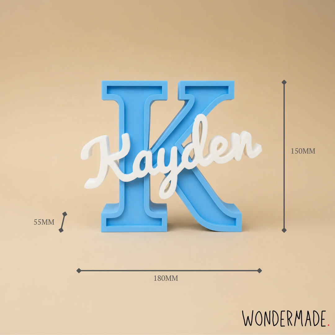 Wondermade Signature Centerpiece Letter K Dimensions - Personalised 3D Display Decorative Plaque Singapore